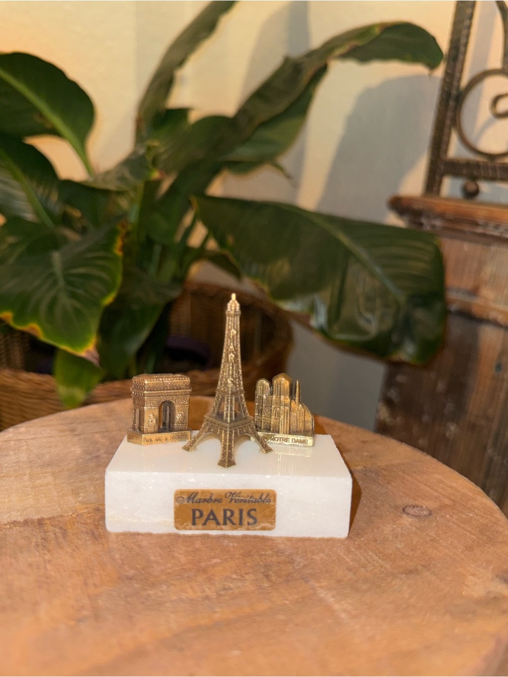 In BOX Paris France Souvenir Brass Marble Eiffel Tower Notre Dame Arc